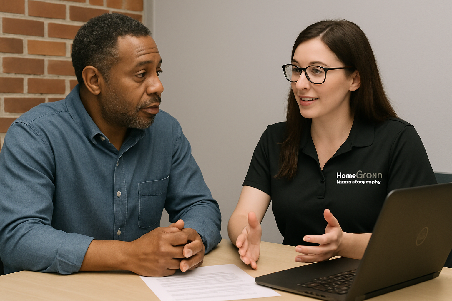 Local business owner consulting with HomeGrown Digital Marketing expert